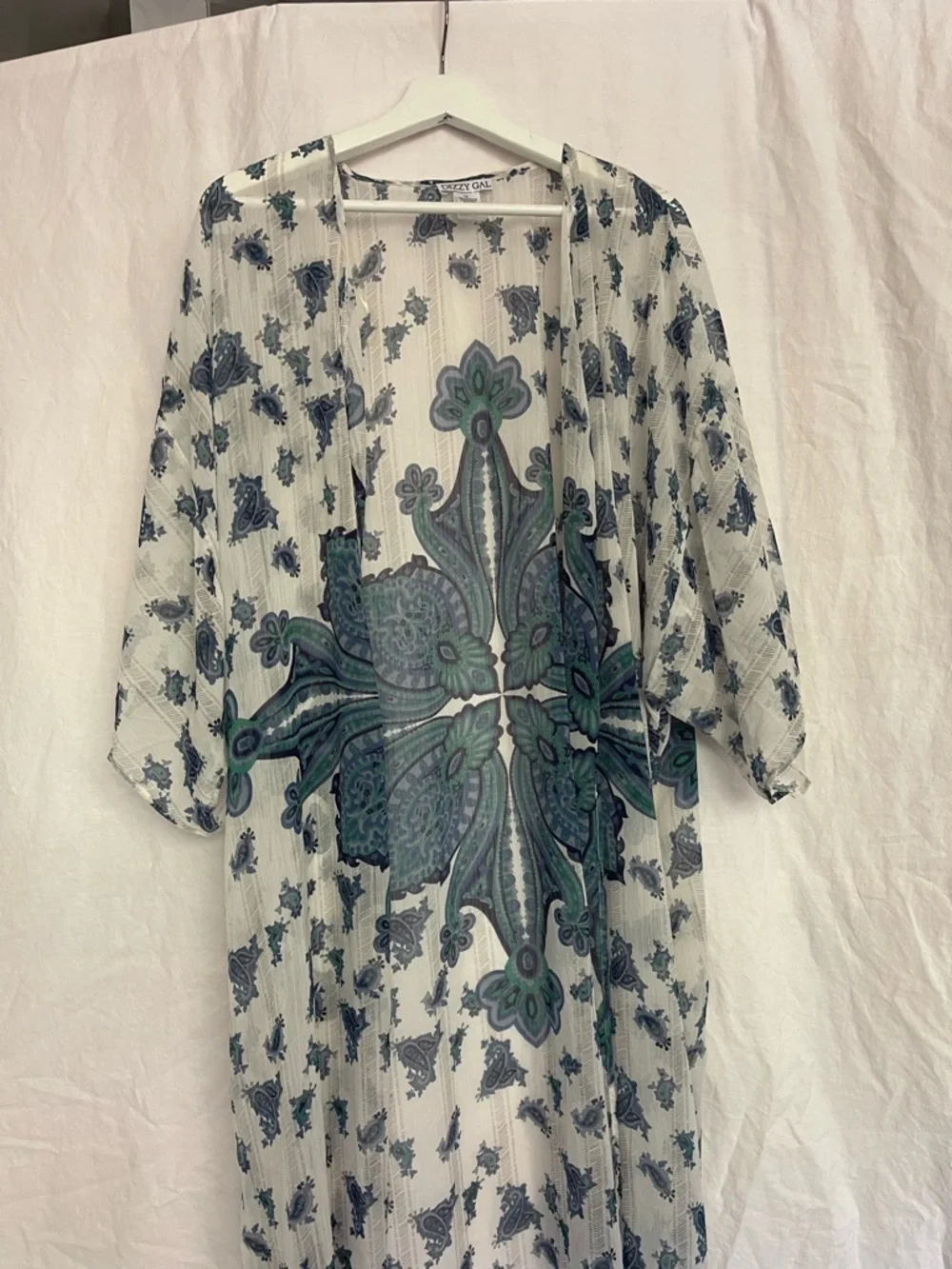 Dizzy Gal Sheer Paisley Kimono Boho Longline Duster Cardigan festival Size 1X